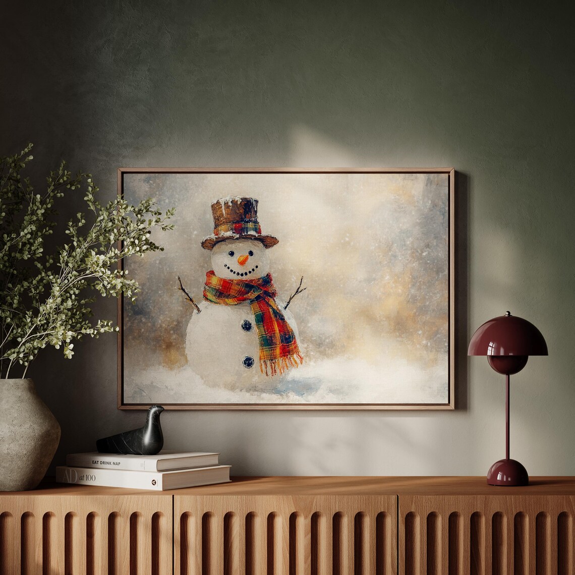 Snowman Rustic Winter Scene, Christmas Home Decor - Image 6
