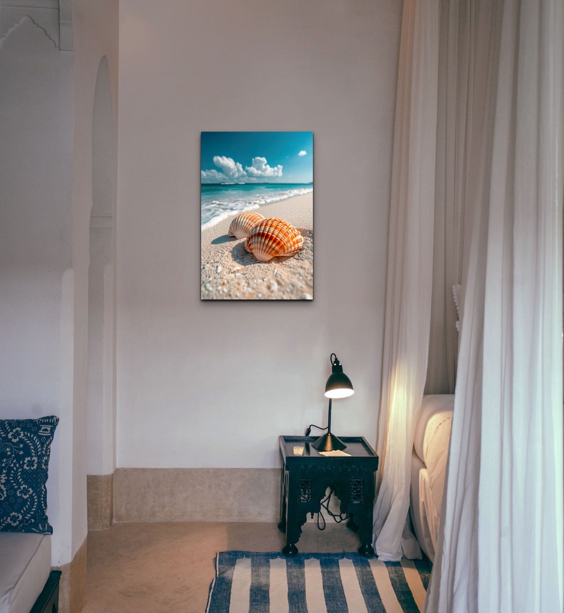 Orange Seashells on a Sandy Beach with Turquoise Water Poster - Image 4