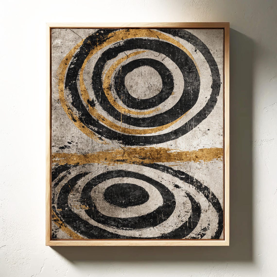Golden Circle Abstract Canvas Modern Rustic Geometric Wall Art