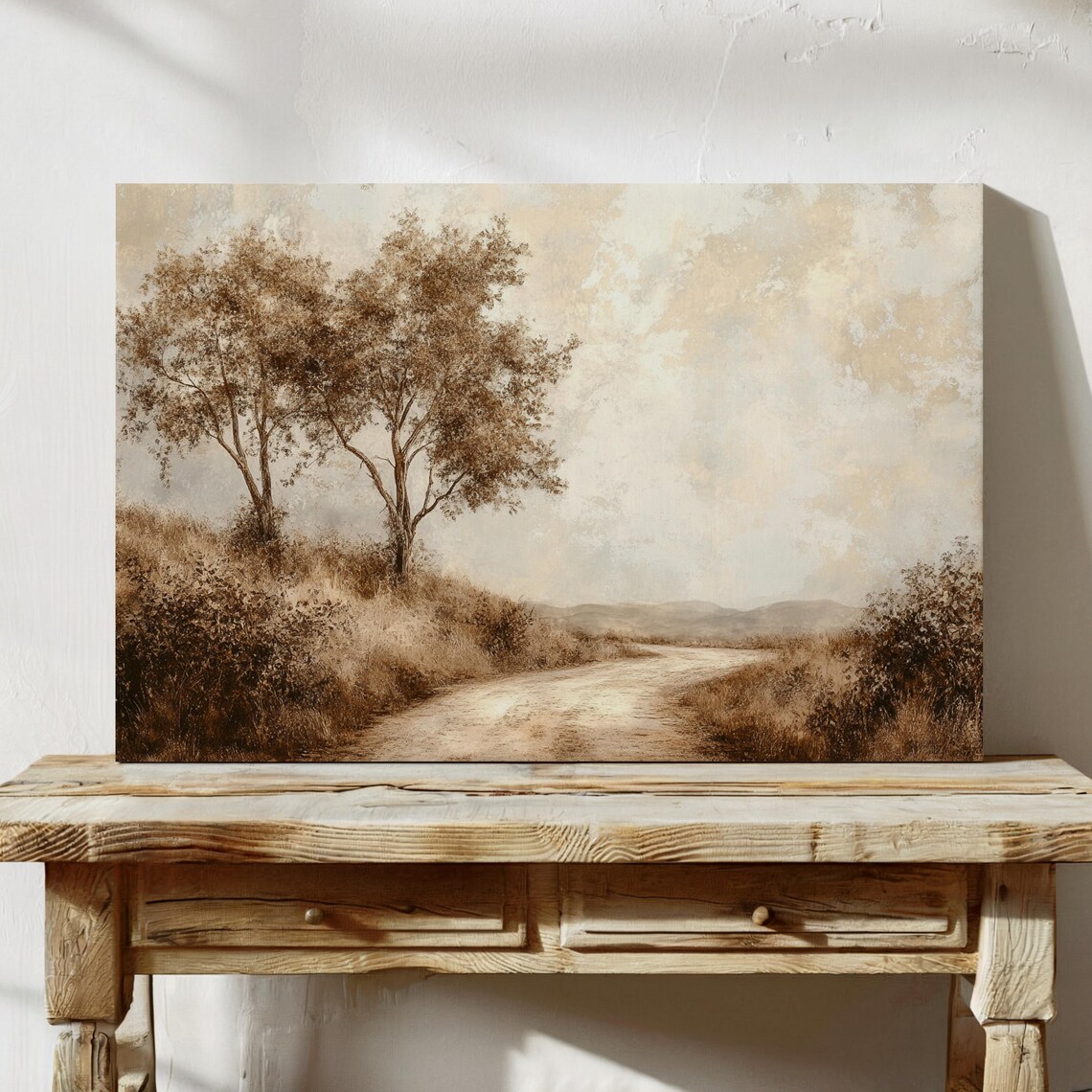 Sepia Toned Country Path with Trees Vintage Landscape Poster - Image 5