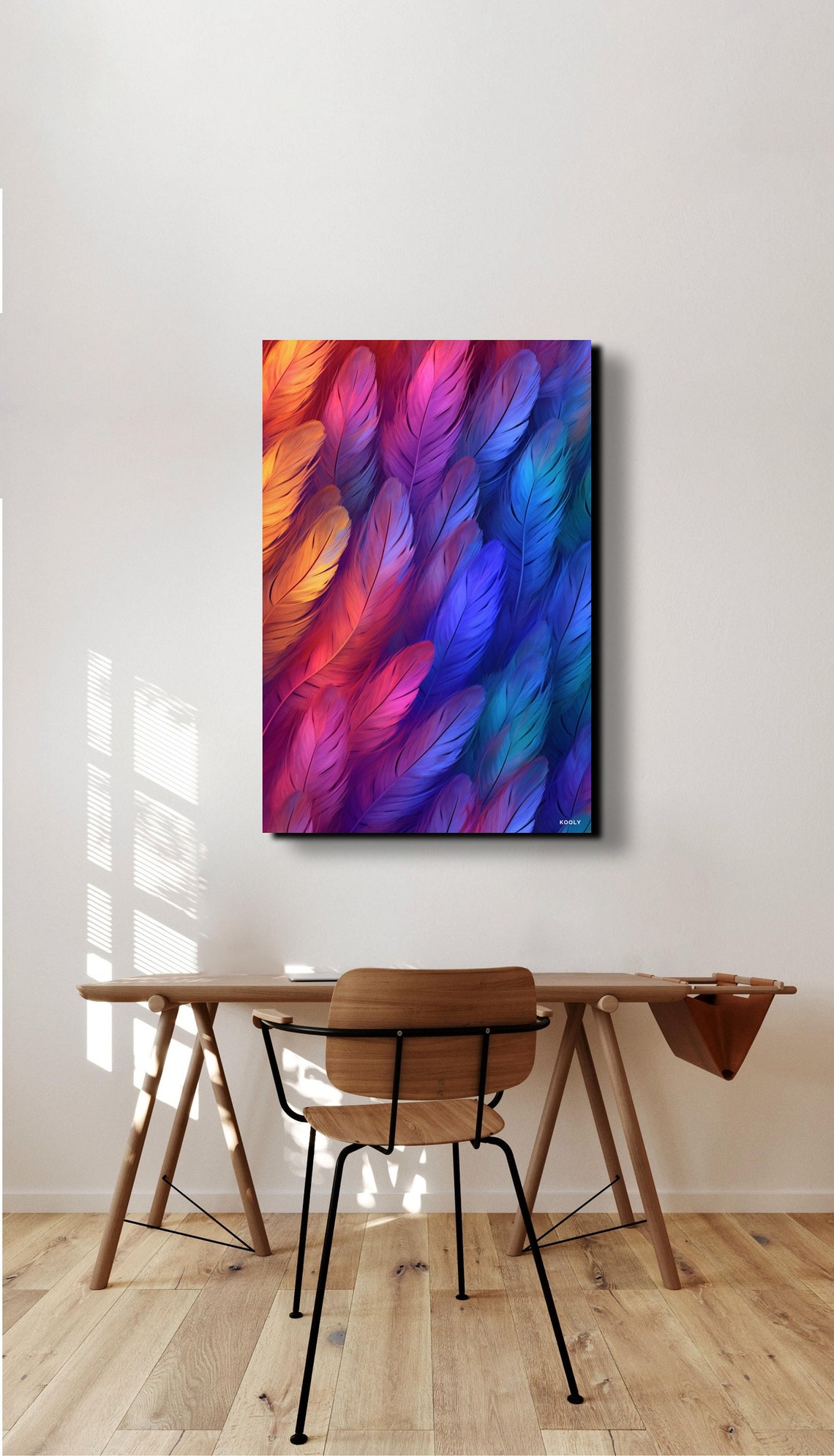 Rainbow Feathers Gradient Colorful Plumage Closeup Art Poster - Image 3