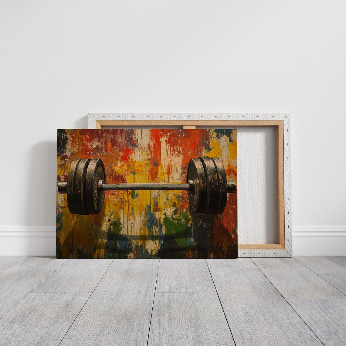 Barbell Abstract Colorful Weightlifting Art Fitness Gym Workout Poster - Image 3