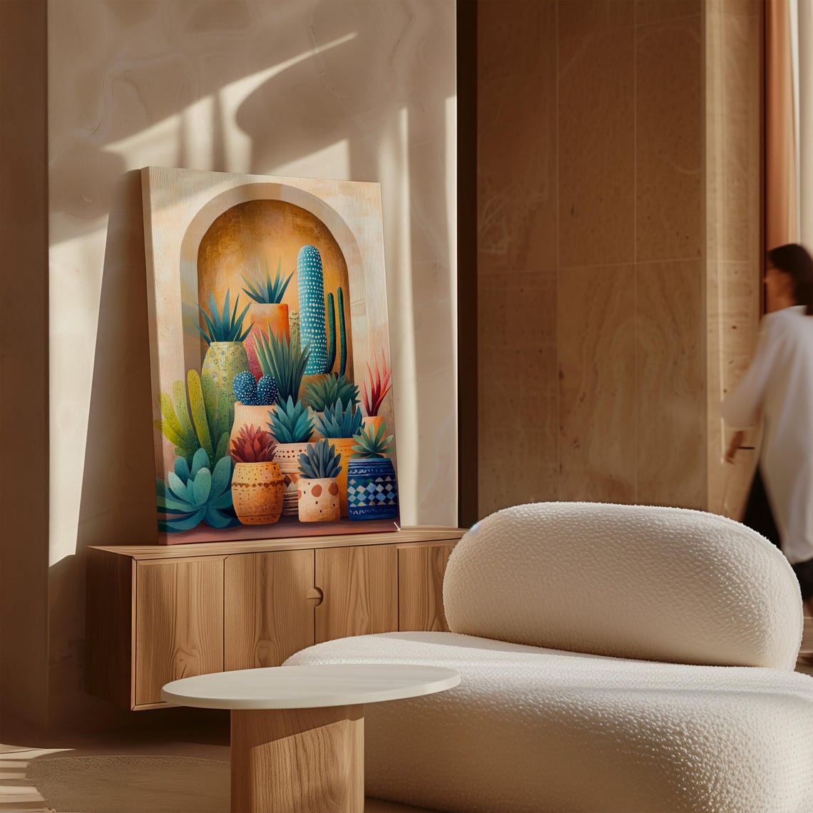 Colorful Boho Cacti And Pots Inside Desert Stone Archway Poster - Image 3