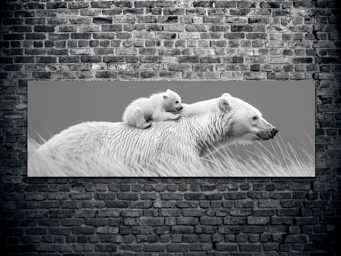 Mamma Bear Cub, Black And White Wall Art - Image 2