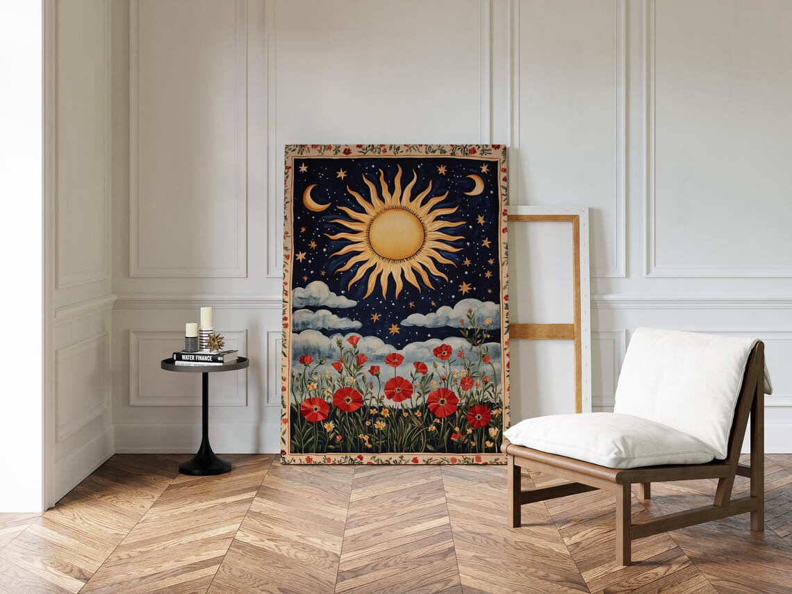 Celestial Sun And Moon, Starry Night Design - Image 4
