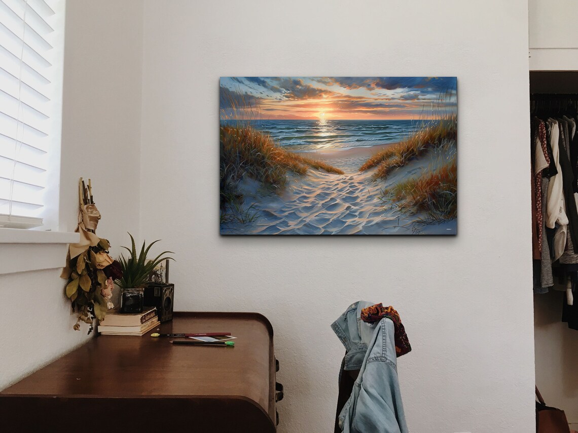 Sand Dunes On Beach - Beach Sunset Art Print - Image 3