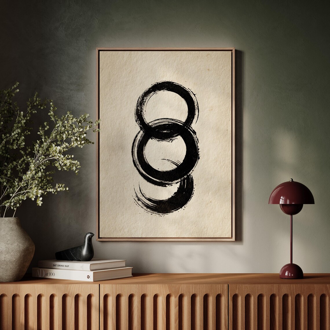 Zen Ink Circle, Minimalist Japanese Enso Art Print
