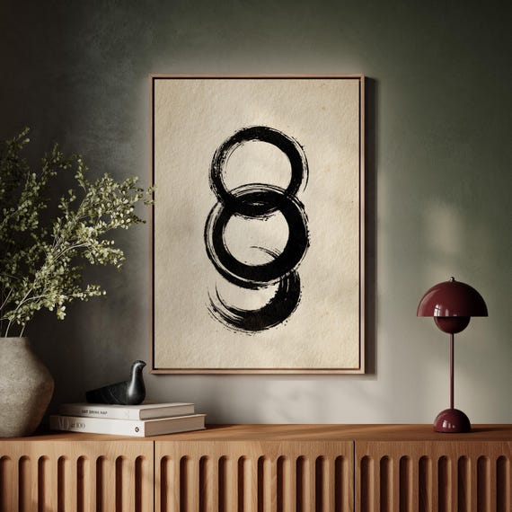 Zen Ink Circle, Minimalist Japanese Enso Art Print