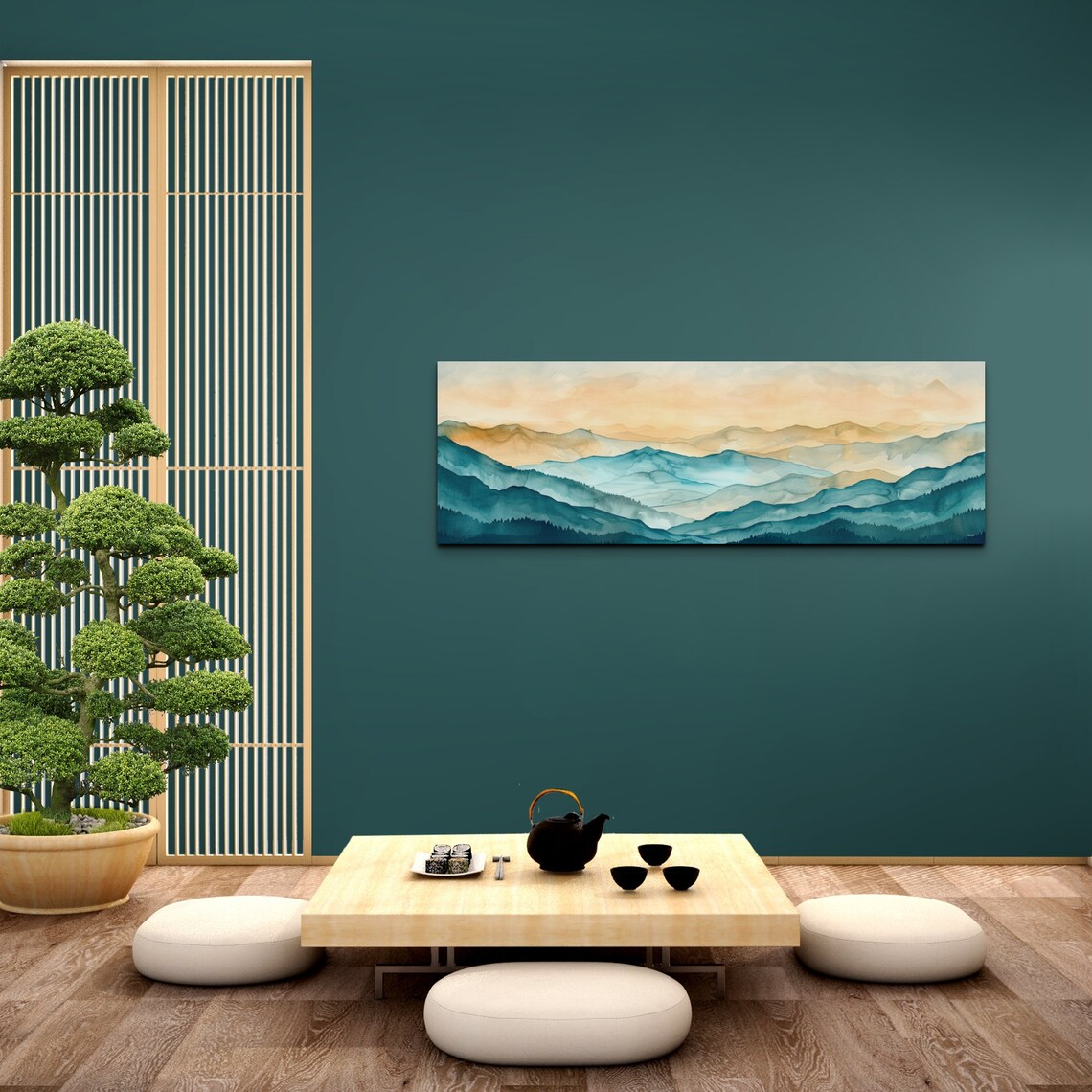 Panoramic Ouachita Mountain Mid Century Modern Mountain Wall Art - Image 5
