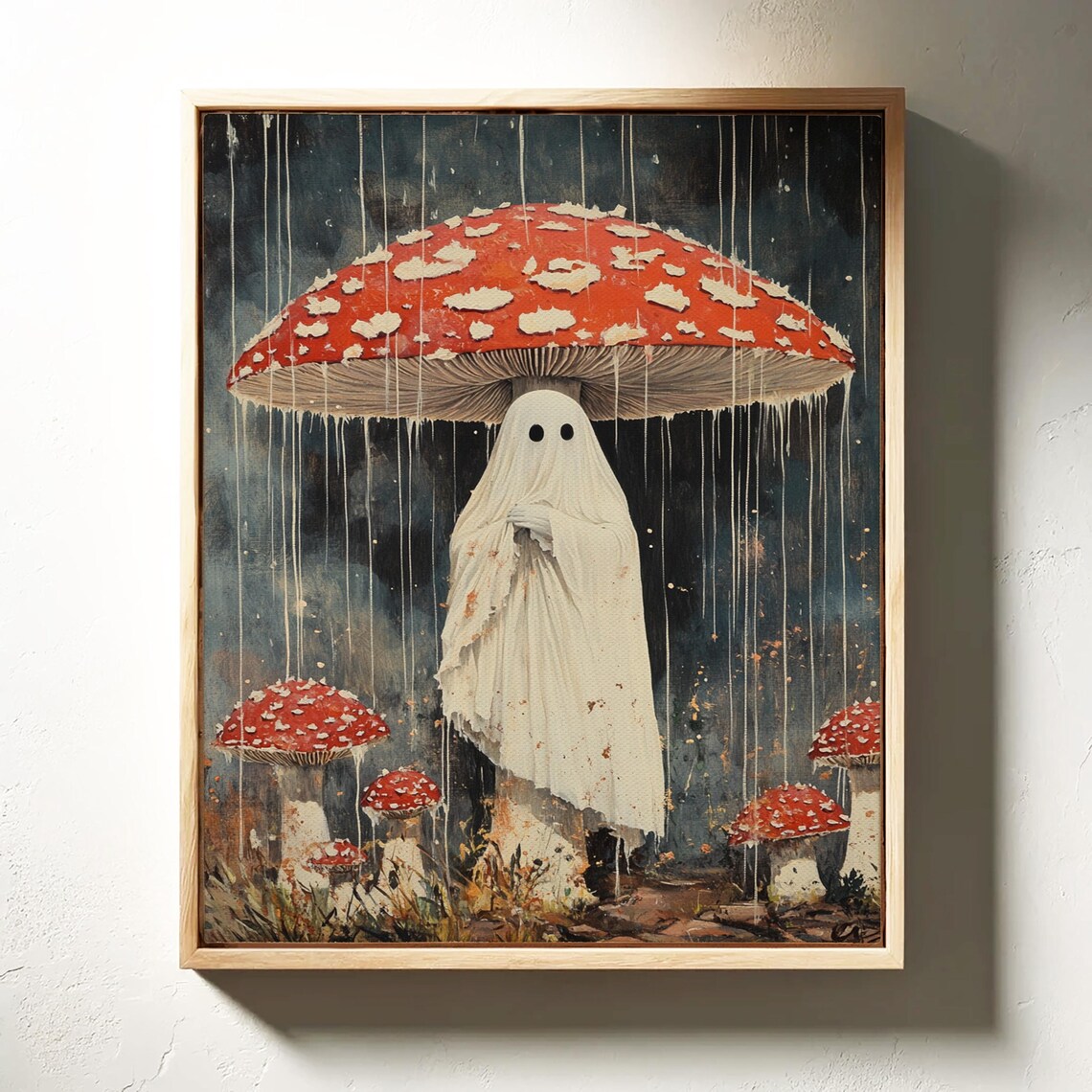 Whimsical Ghost Under Mushroom, Vintage Fantasy Art Print - Image 6