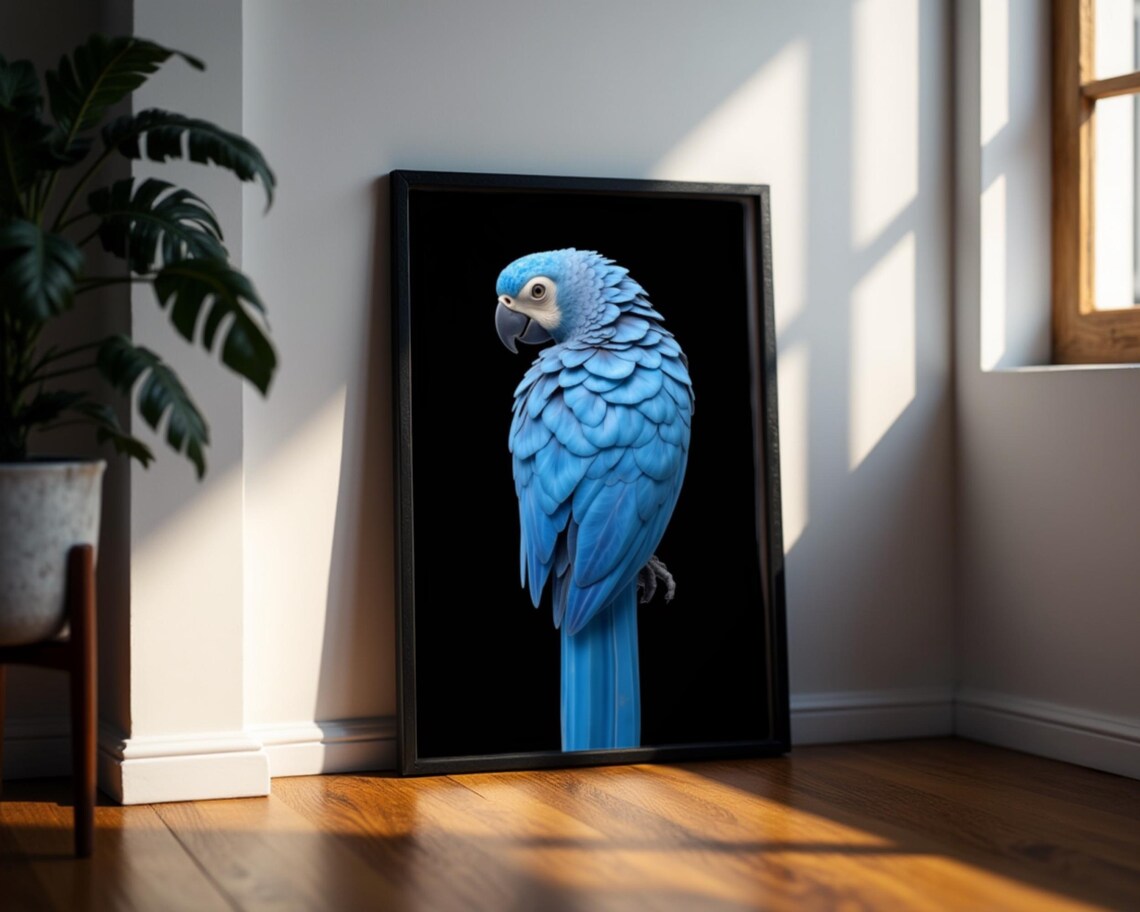 Blue Parrot, Modern Minimalist Decor Art Print