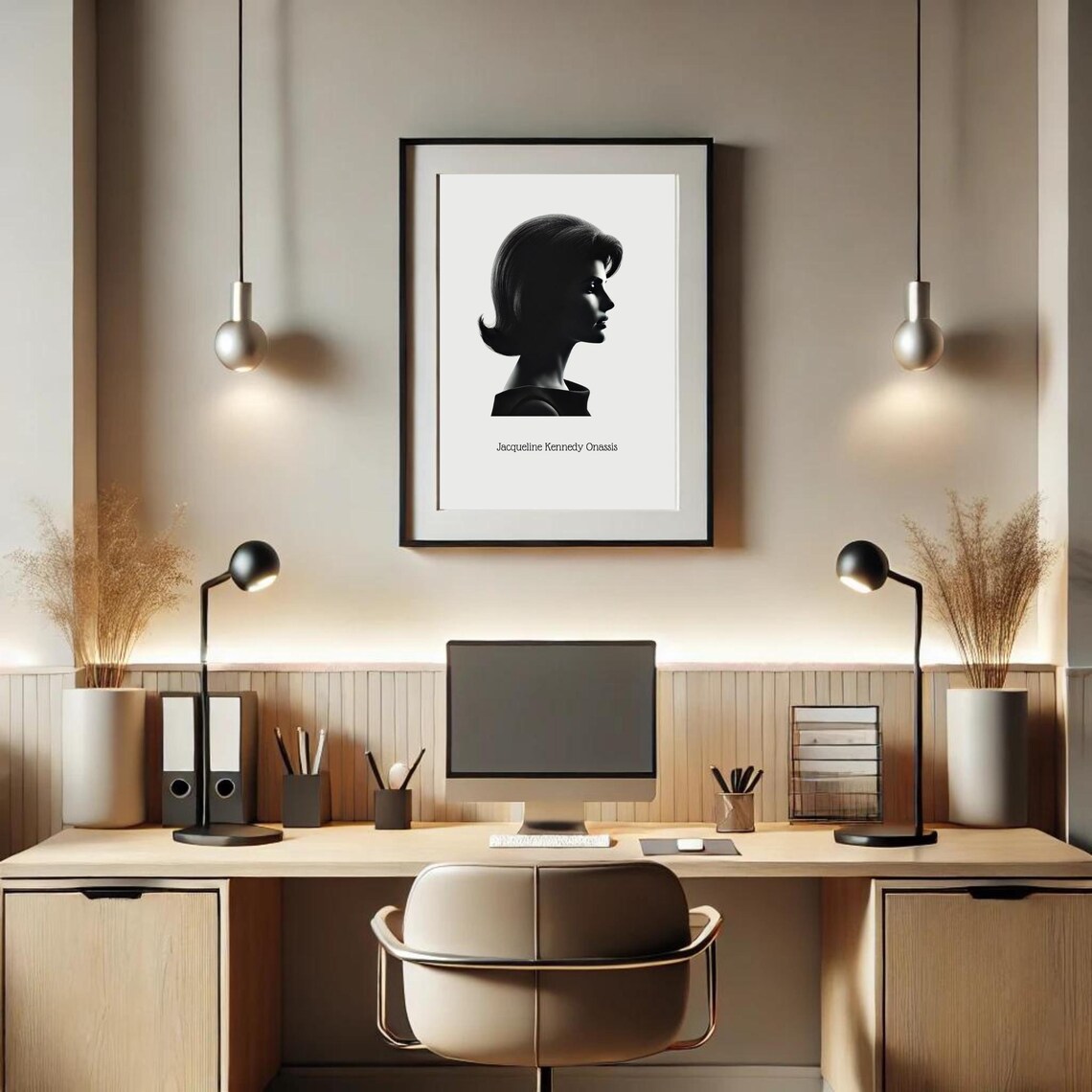 Jacqueline Kennedy Onassis Silhouette Profile Portrait Poster - Image 6