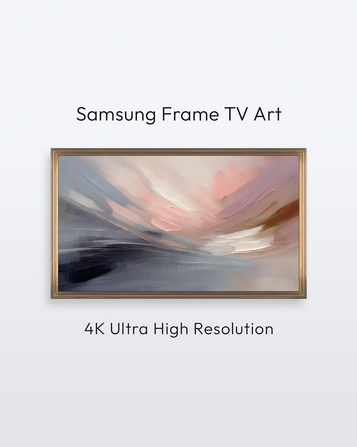 Samsung Frame TV Art, Neutral Abstract Pastel Oil Painting