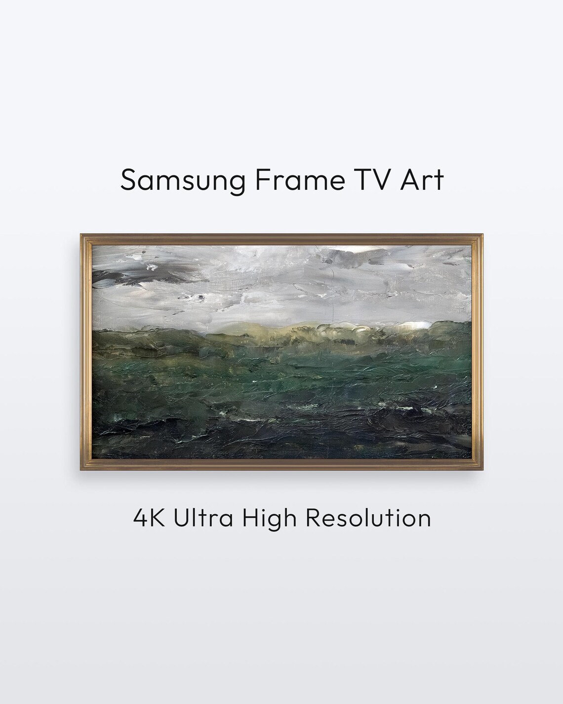 Moody Dark Green Abstract Seascape Oil Painting Textured Art Poster