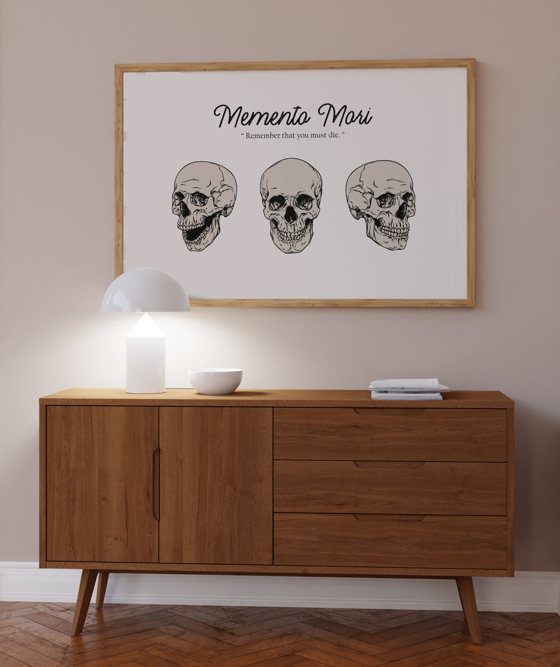 Memento Mori Three Skulls Latin Quote Dark Academia Gothic Art Poster - Image 4