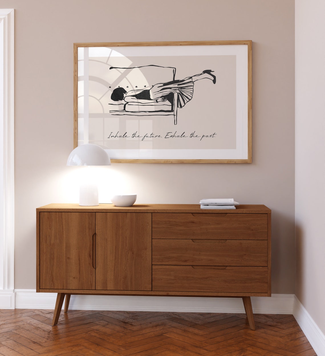 Inhale Exhale Quote Print Inspirational Quote Minimalist Wall Art Abstract Woman Art Female Portrait Art Woman Drawing Print - Image 2