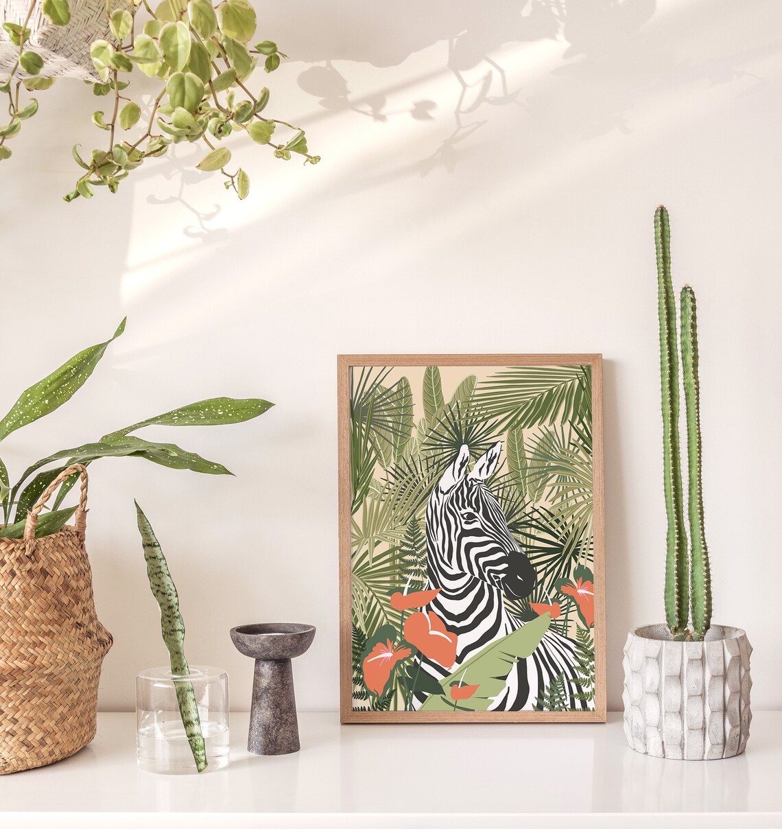 Zebra Tropical Plants Poster, Jungle Wall Art - Image 4