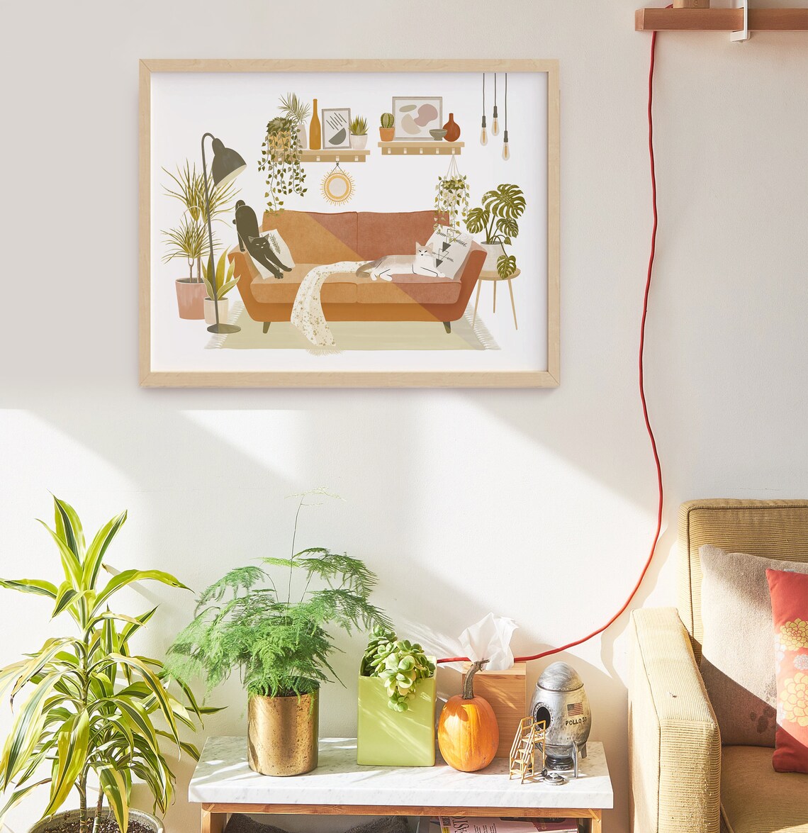 2 Cats In Plants Interior Cat Plant Poster - Image 3