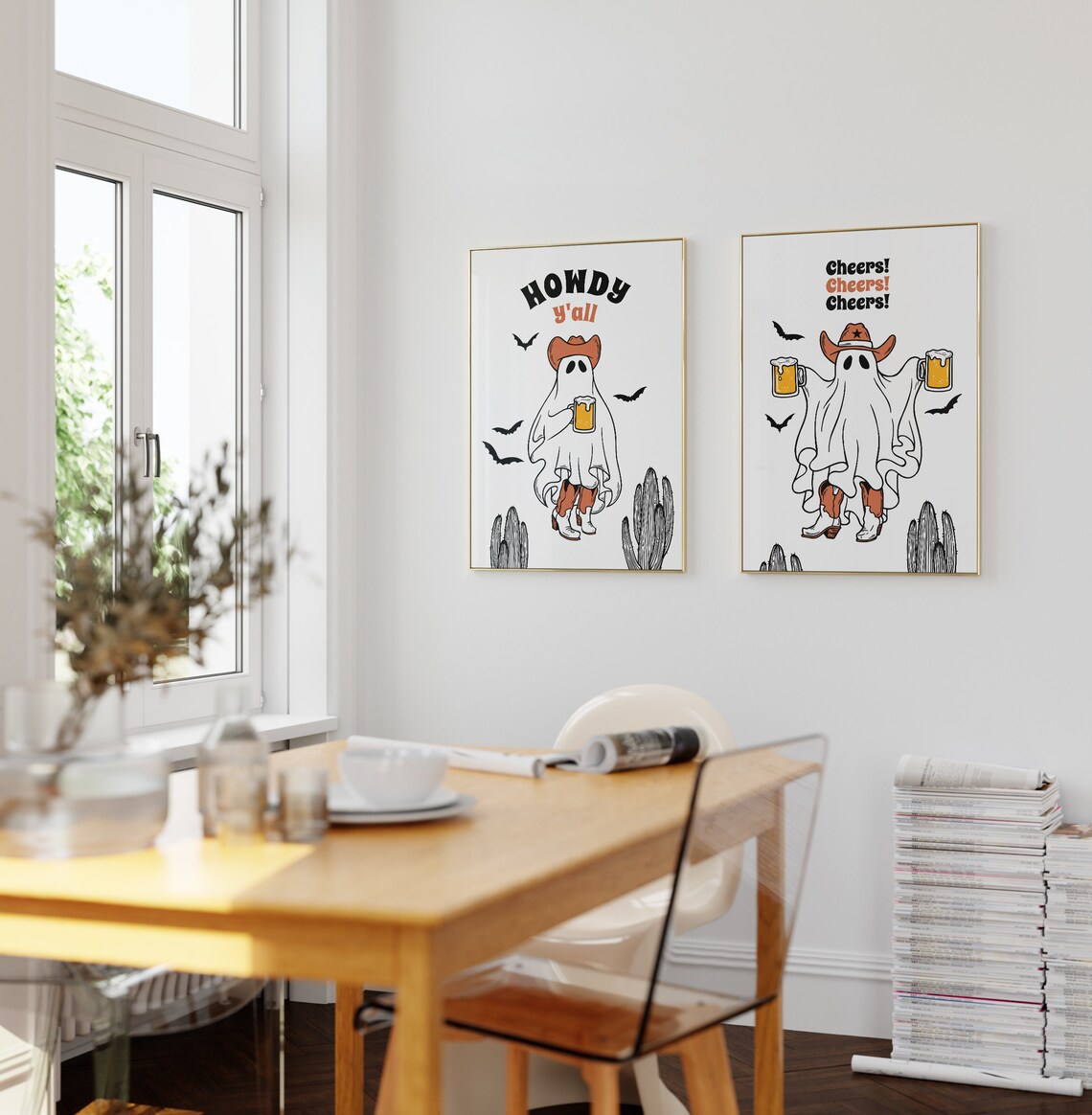 Halloween Ghost Beer Howdy Quote Art Print - Image 2