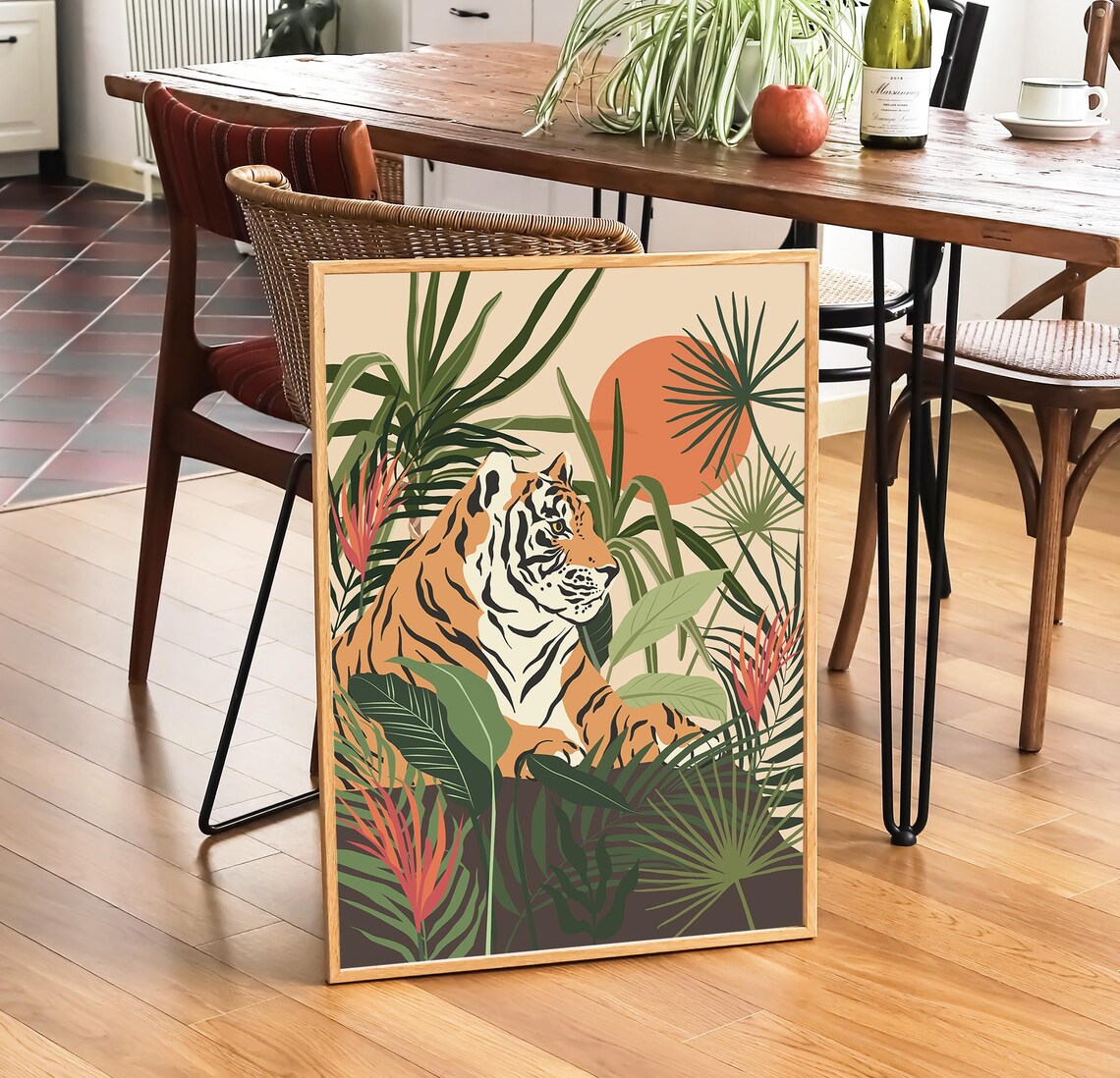 Tiger Boho Tropical Jungle Animal Illustration Art Print - Image 4