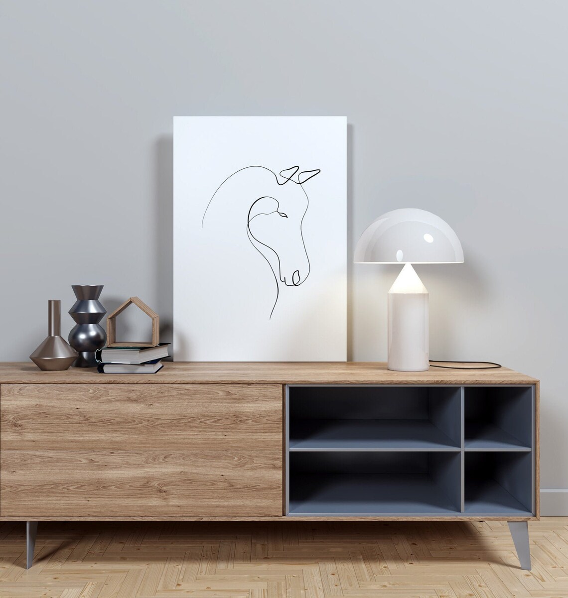 Continuous One Line Horse Head Drawing Minimalist Animal Art Print - Image 4