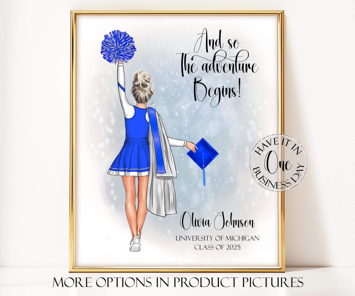 And So the Adventure Begins Blue Cheer Grad Poster Class of 2025