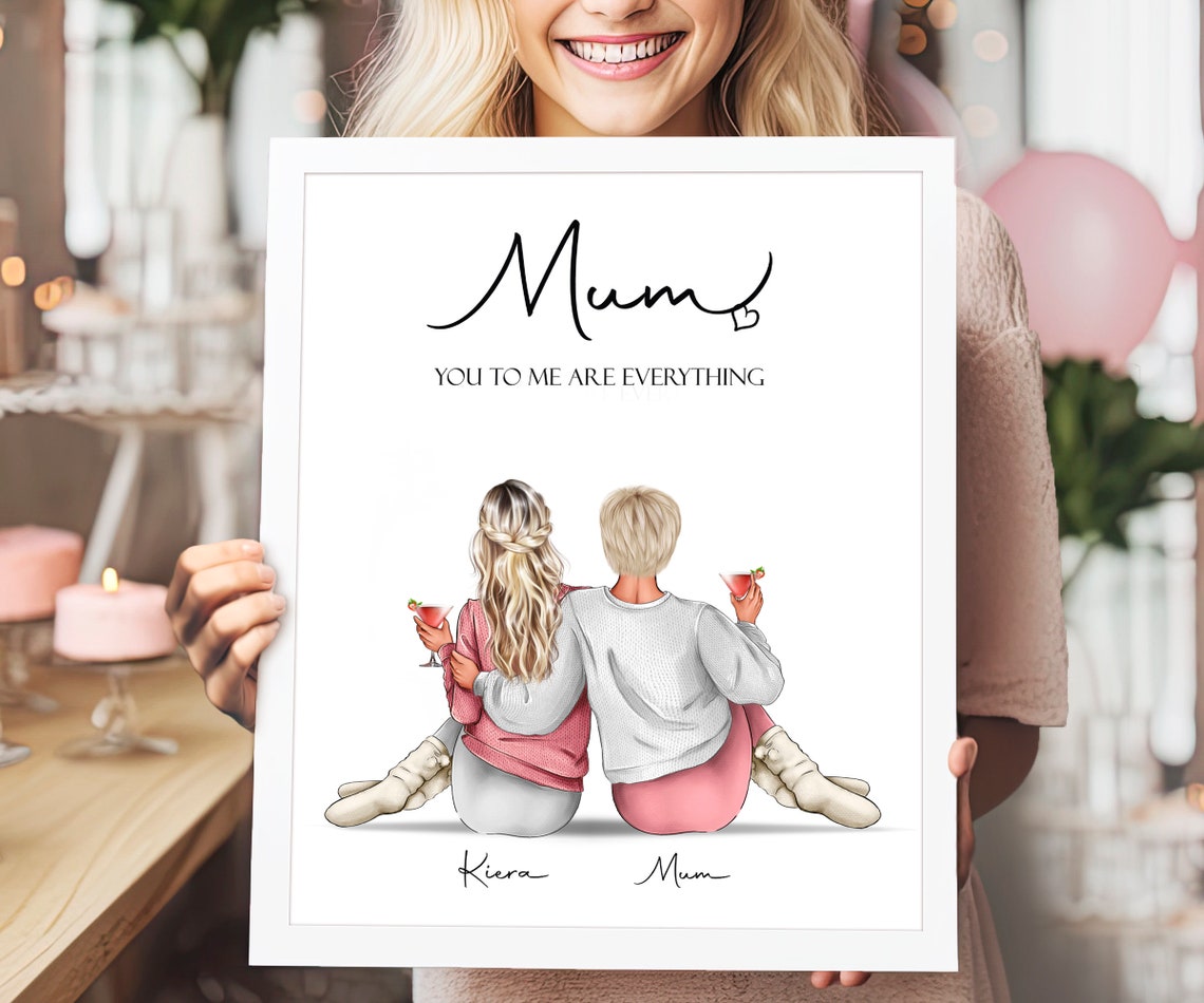 Mother and Daughter Mum Quote Personalized Portrait Gift Poster