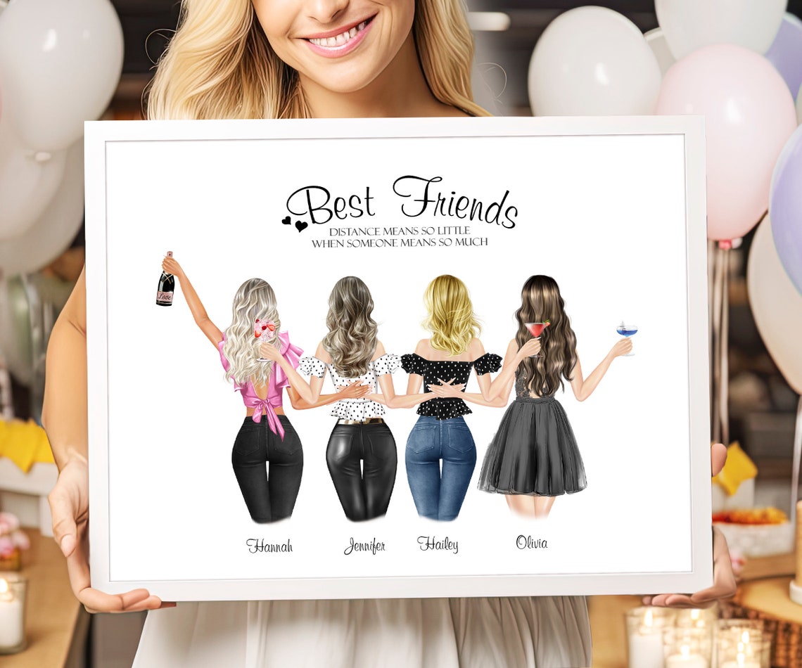 4 Best Friends Gift Personalized Gift For 4 Friends Custom Friendship Gift Four Best Friends Poster Four Friends Gift Personalize Gift
