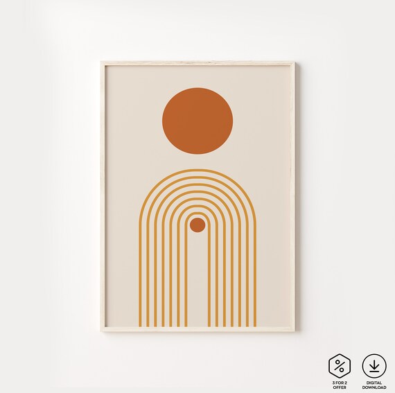 Orange Arch Sun Earth Tones Poster Boho Minimalist Wall Art Abstract Art Modern Art Print