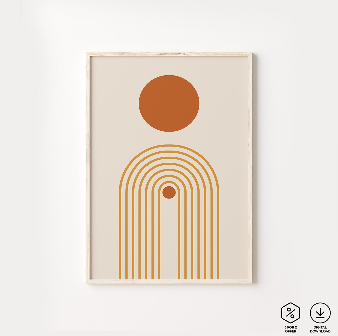 Orange Arch Sun Earth Tones Poster Boho Minimalist Wall Art Abstract Art Modern Art Print