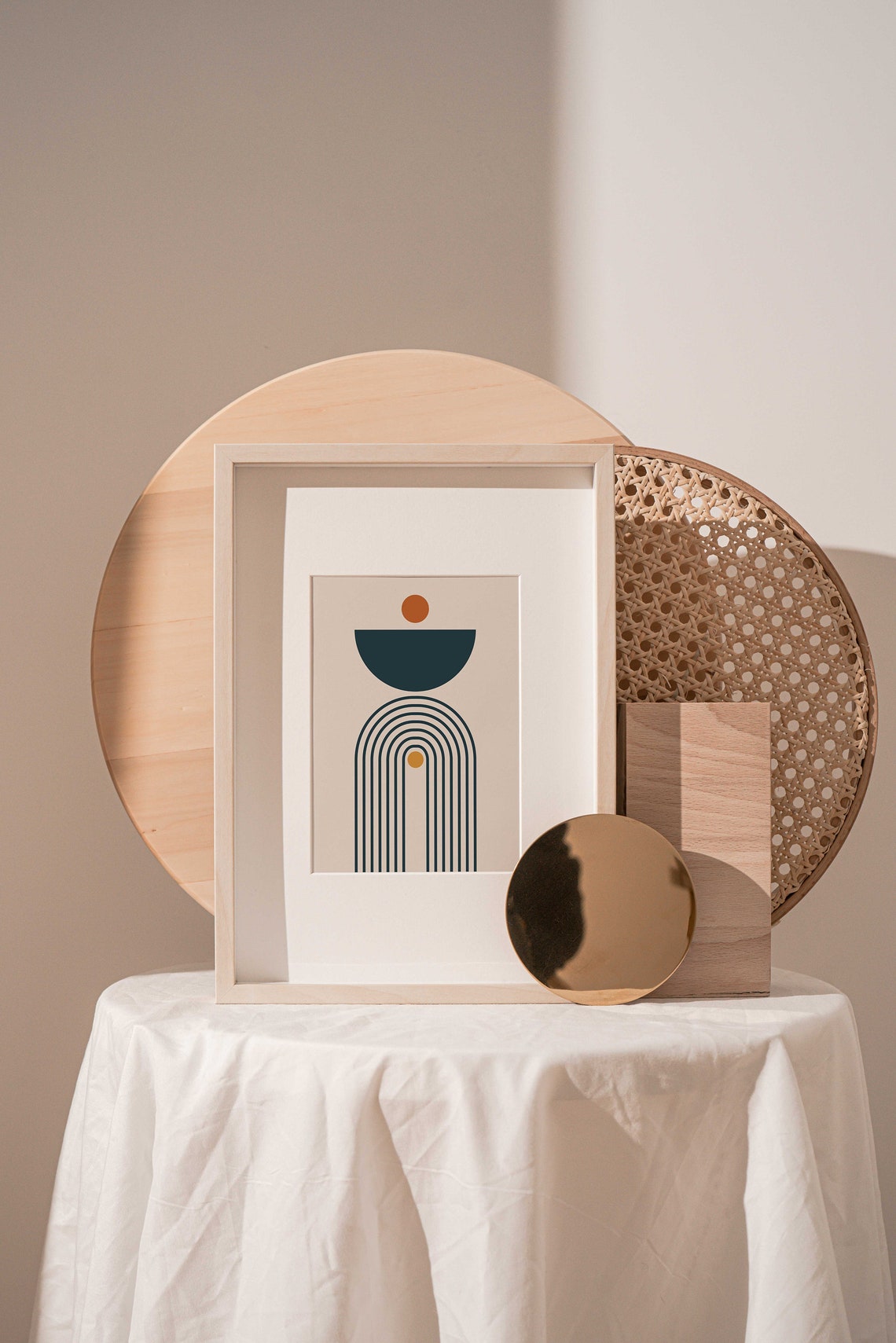Mid Century Geometric Arch Abstract Earth Tones Minimalist Art Poster - Image 3