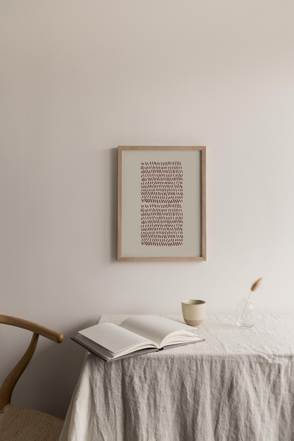 Terracotta Hatch Texture Abstract Pattern Beige Minimalist Poster