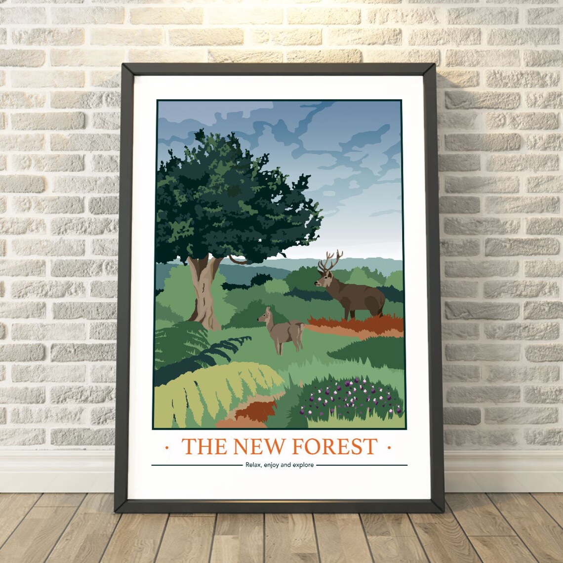 New Forest Hampshire Dorset Travel Poster, South East England