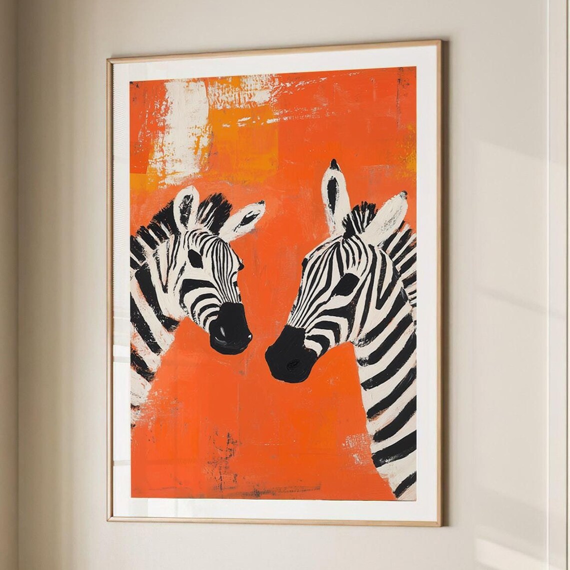 Zebra Pair Maximalist Eclectic Animal Portrait Print