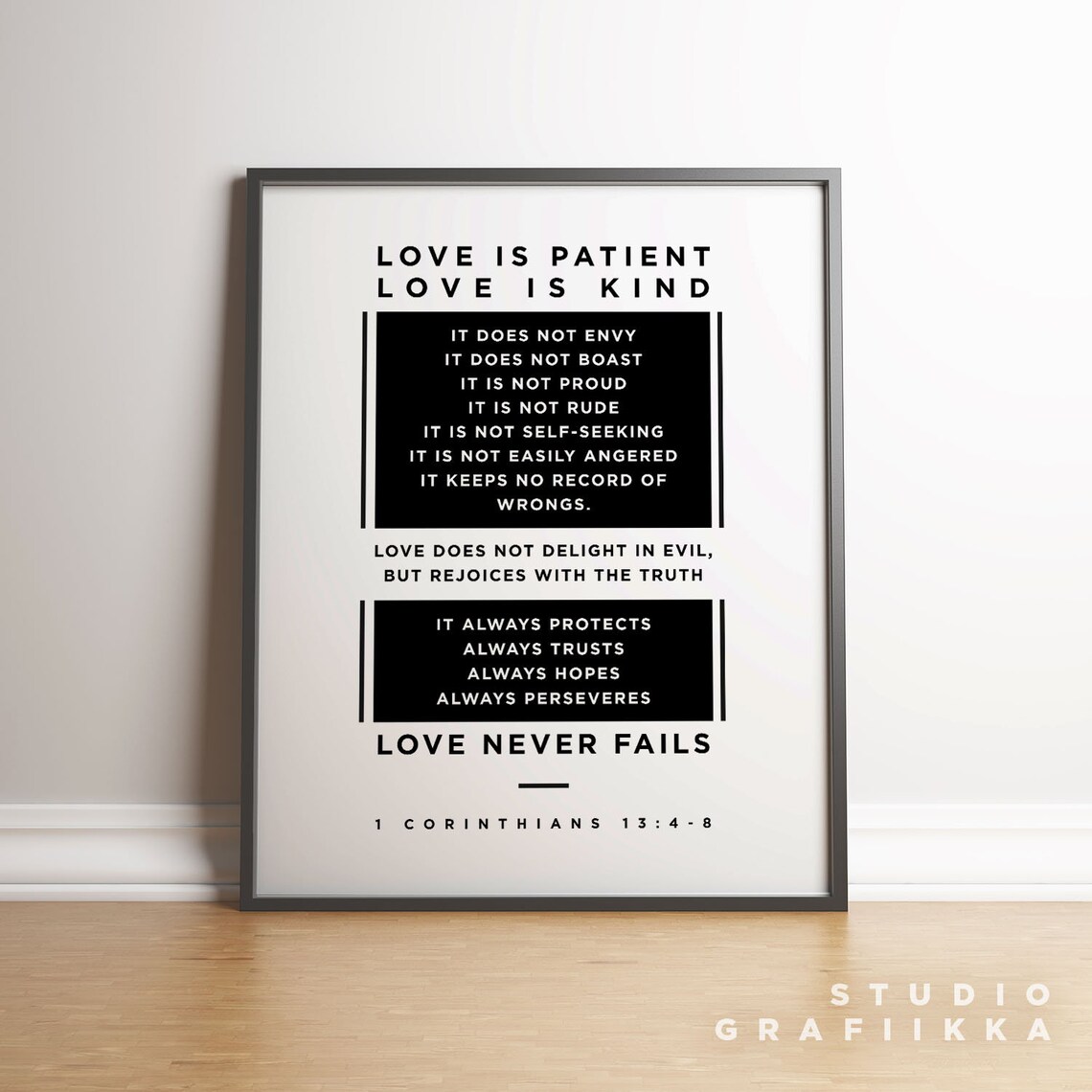 1 Corinthians 13:4-8 Bible Verse, Modern Minimalist Art Print - Image 2