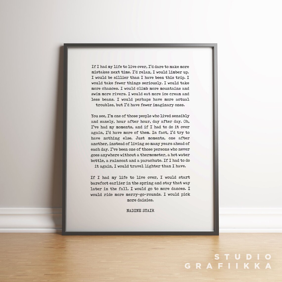 If I Had My Life to Live Over Nadine Stair Inspirational Poem Print - Image 2