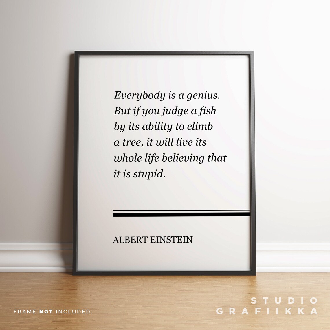 Albert Einstein Everybody Is A Genius Fish Quote Minimalist Poster
