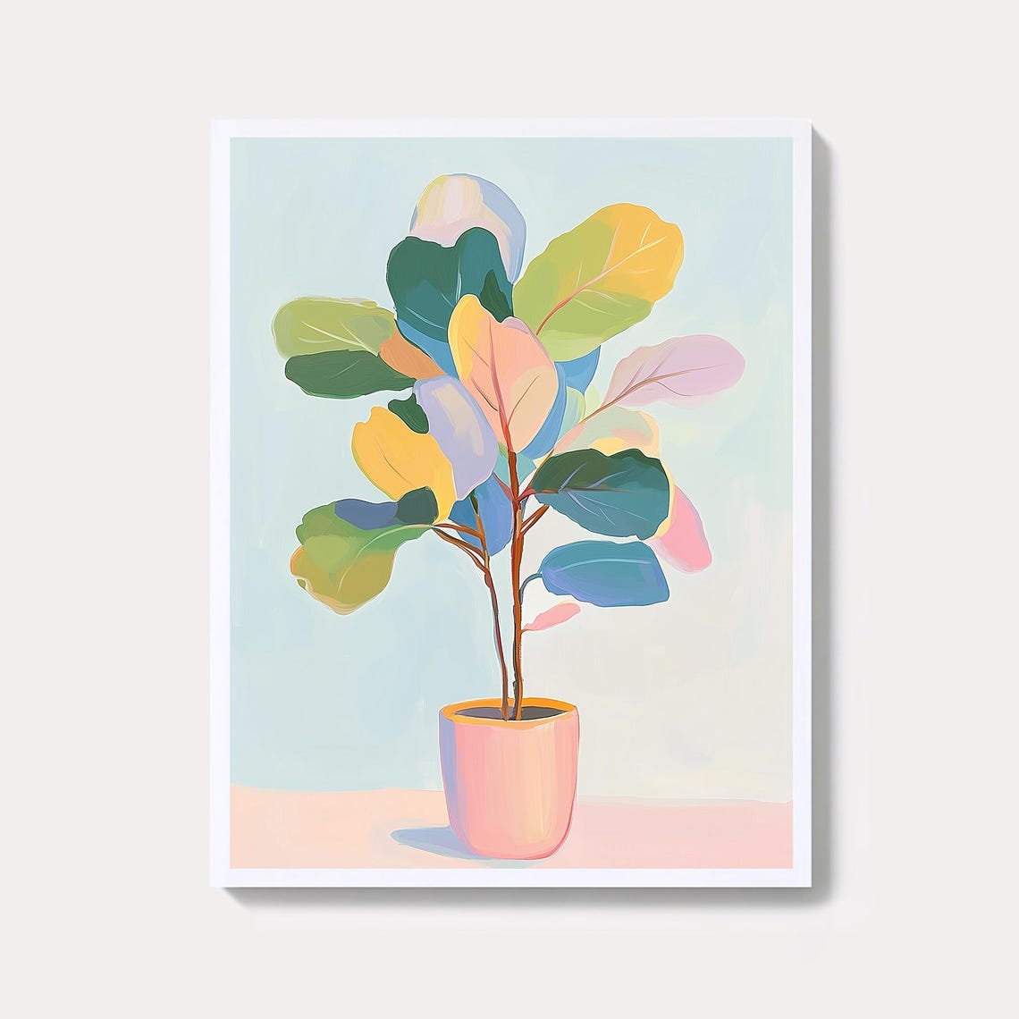 Pastel Ficus Plant Print Boho Botanical Art