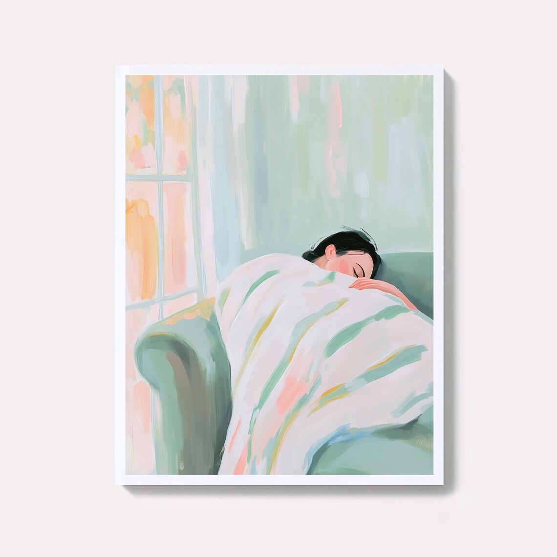 Emerald Green Woman Art Print Minimalist Living Room Decor