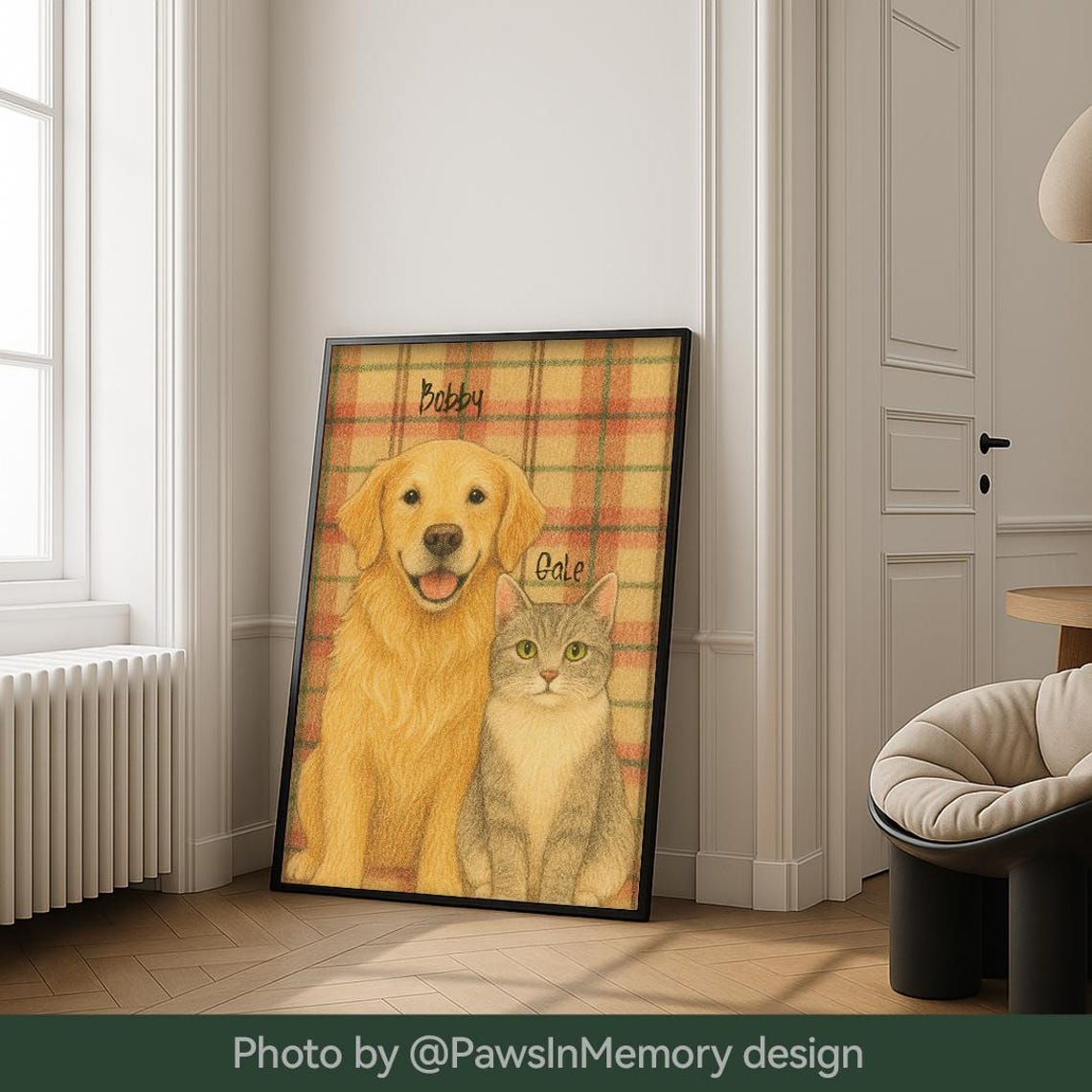 West Highland Terrier Custom Pet Portrait Cute Plaid Puppy Wall Art - Image 3