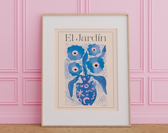 El Jardin Matisse Style Blue Floral Vase Exhibition Art Poster