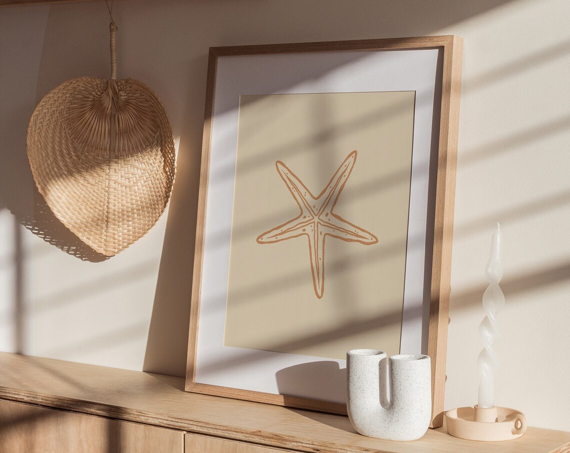 Starfish Ink Drawing Coastal Line Art Print - Image 2