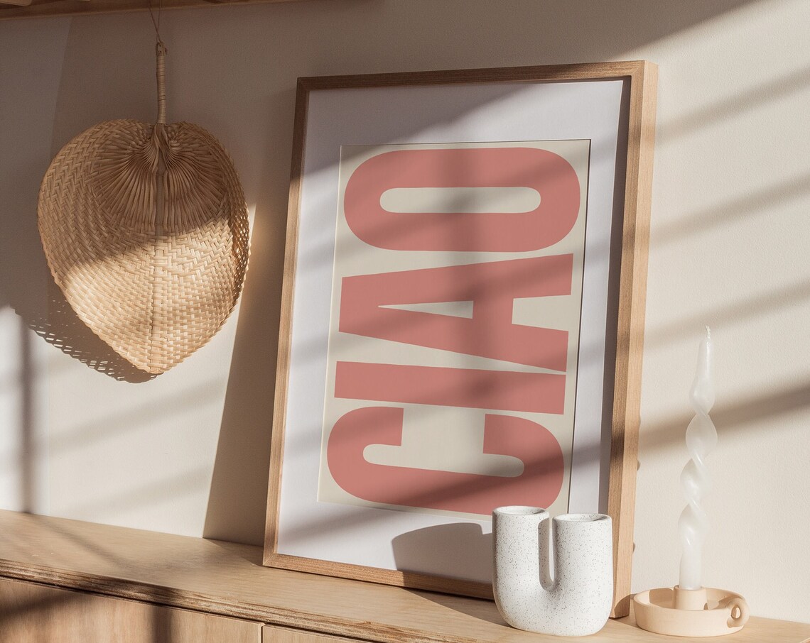 Ciao Pink Typography Poster Print - Image 2