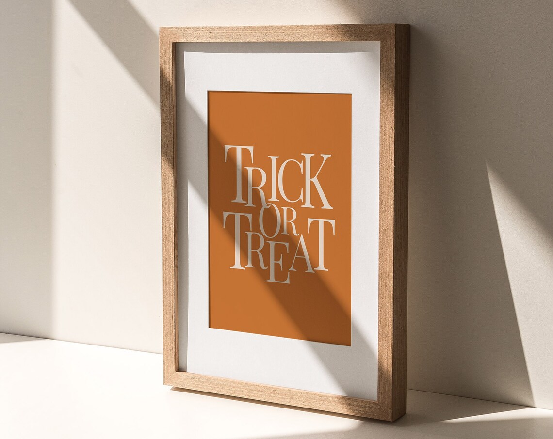 Modern Minimal Trick Or Treat Typography Art Print