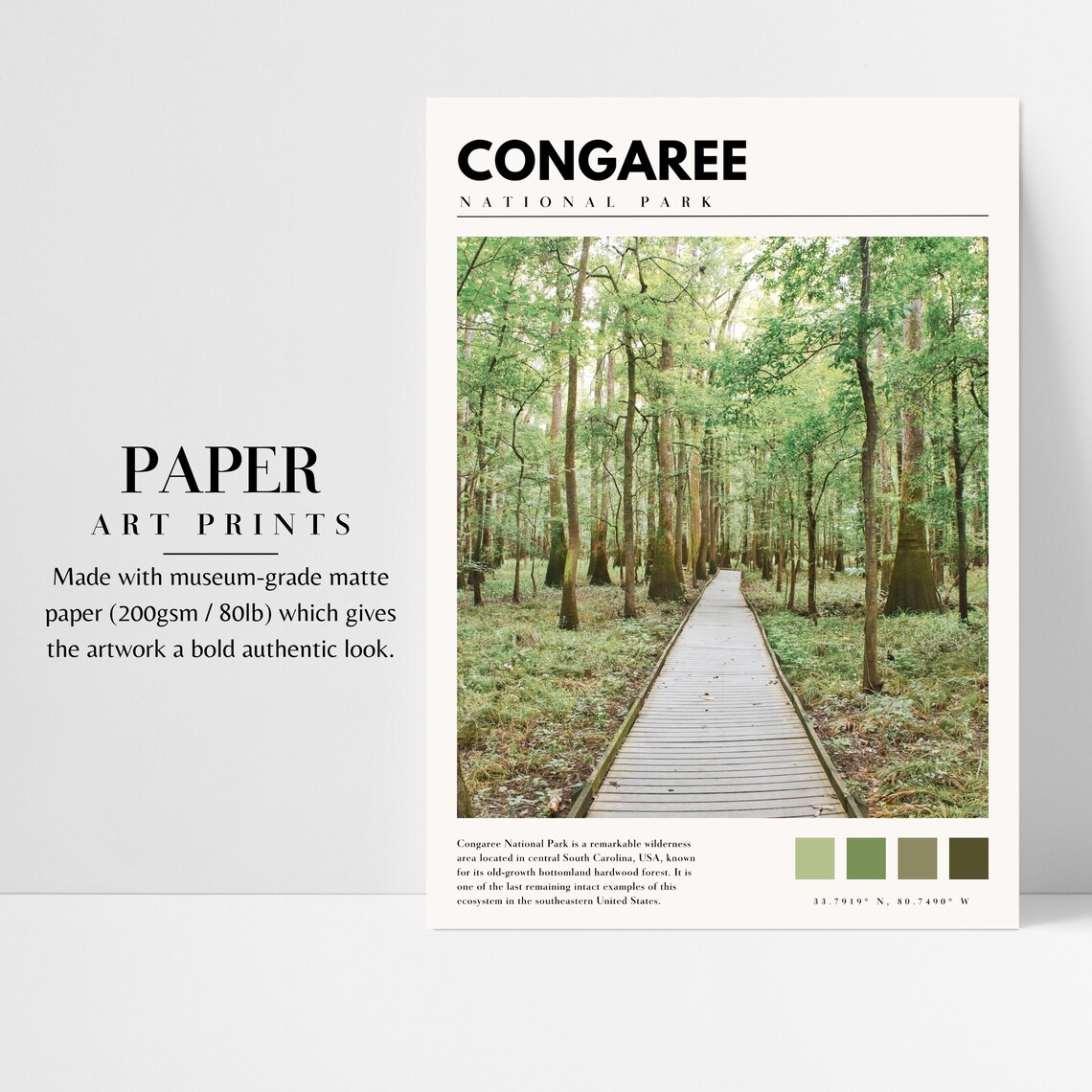 Congaree National Park Boardwalk Forest Trail Green Nature Poster - Image 3