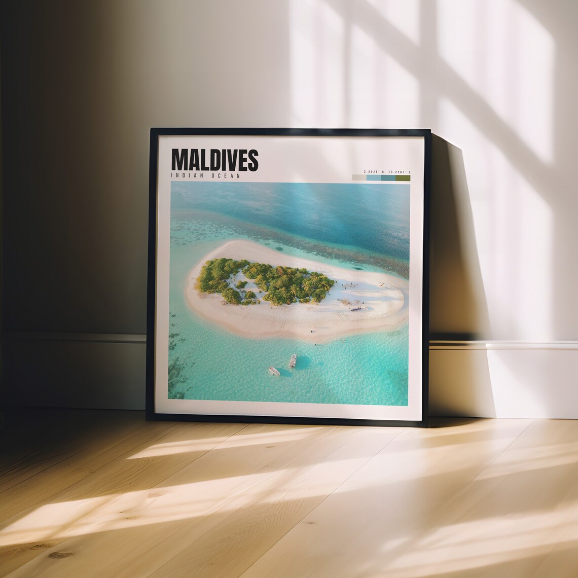Maldives Poster with Aerial View of Tropical Island and Turquoise Sea - Image 3