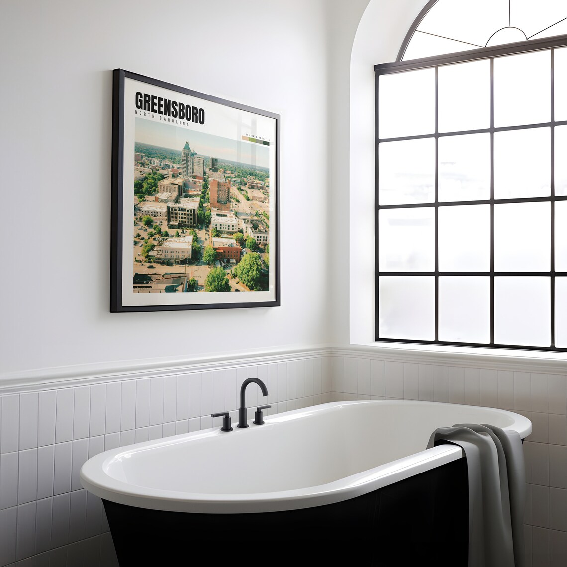 Greensboro North Carolina Downtown Aerial Day Green City View Poster - Image 2