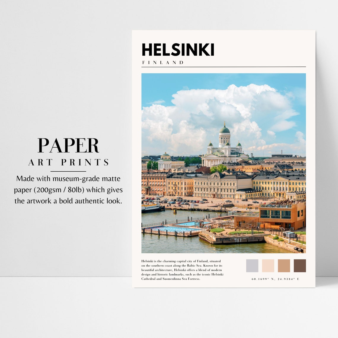 Helsinki Finland Cathedral Harbor City Skyline Blue Sky Poster - Image 2