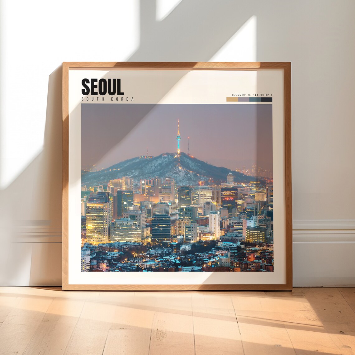 Seoul South Korea Night Skyline with the N Seoul Tower Poster