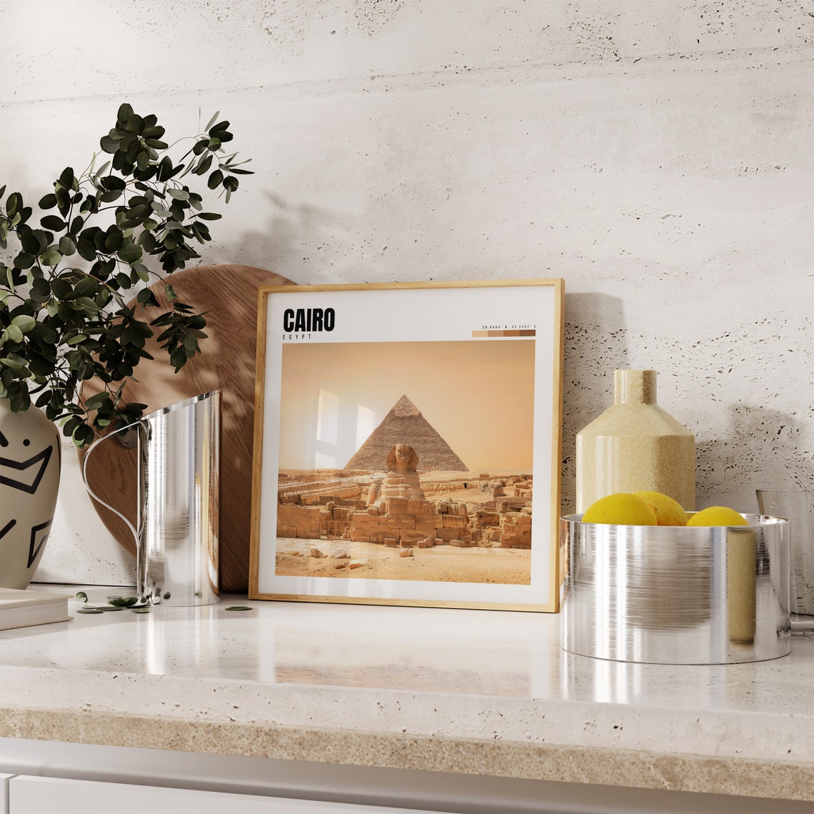 Cairo Egypt Great Sphinx Pyramid Giza Golden Desert View Poster - Image 4